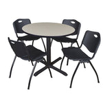Regency Cain Round Breakroom Table with X - Base and 4 M Stack Chairs 42