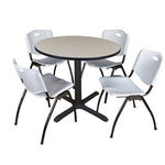 Regency Cain Round Breakroom Table with X - Base and 4 M Stack Chairs 42