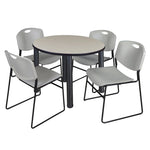 Regency Kee Round Breakroom Table with Post Legs and 4 Zeng Stack Chairs 42
