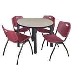 Regency Kee Round Breakroom Table with Post Legs and 4 M Stack Chairs 42