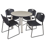 Regency Kee Round Breakroom Table with Post Legs and 4 Zeng Stack Chairs 42