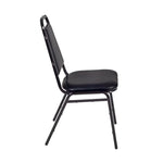 Regency Cain Square Breakroom Table with X - Base and 4 Black Restaurant Stack Chairs 48