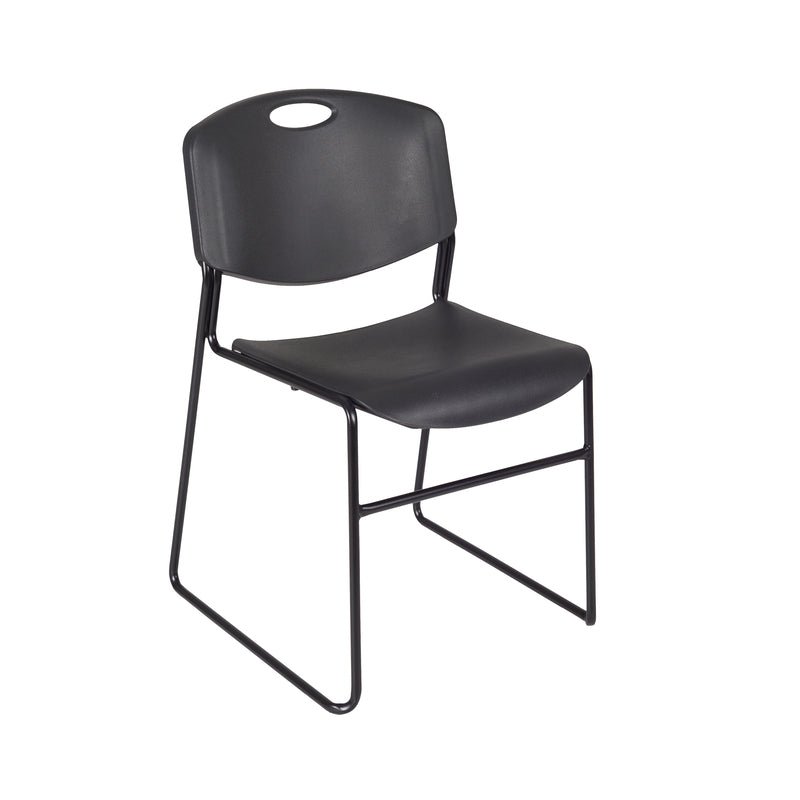 Regency Cain Square Breakroom Table with X - Base and 4 Zeng Stack Chairs 48"W x 48"D x 29"H (REG - TB4848 - 44) - SchoolOutlet