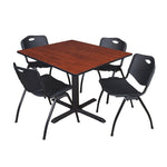 Regency Cain Square Breakroom Table with X - Base and 4 M Stack Chairs 48