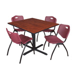 Regency Cain Square Breakroom Table with X - Base and 4 M Stack Chairs 48