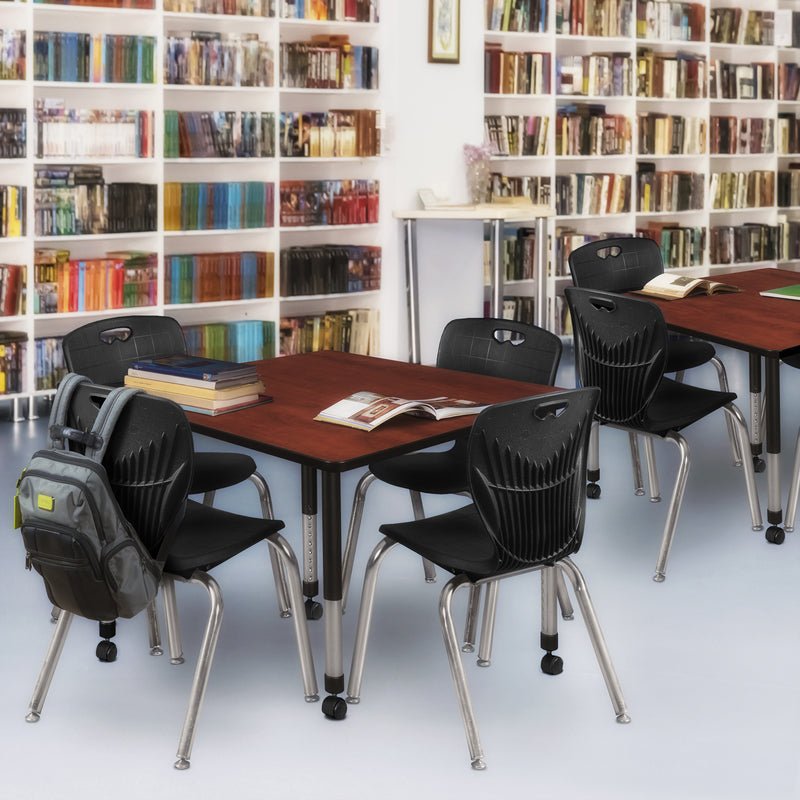 Regency Kee Square Mobile Adjustable Classroom Table and 4 Andy Stack Chairs 48"W x 48"D x 23" - 34"H (REG - TB4848 - 40) - SchoolOutlet