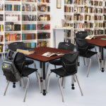 Regency Kee Square Mobile Adjustable Classroom Table and 4 Andy Stack Chairs 48