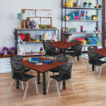 Regency Kee Square Mobile Adjustable Classroom Table and 4 Andy Stack Chairs 48