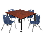 Regency Kee Square Mobile Adjustable Classroom Table and 4 Andy Stack Chairs 48