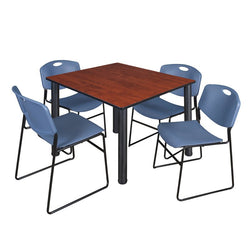 Regency Kee Professional Square Breakroom Table with 4 Zeng Stack Chairs 48" W x 48" D x 29" H (REG-TB4848-44)