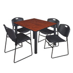 Regency Kee Professional Square Breakroom Table with 4 Zeng Stack Chairs 48