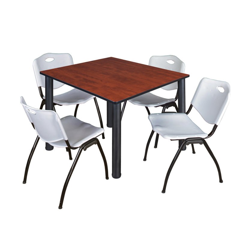 Regency Kee Flexible Square Breakroom Table with 4 M Stack Chairs 48" W x 48" D x 29" H (REG - TB4848 - 47) - SchoolOutlet