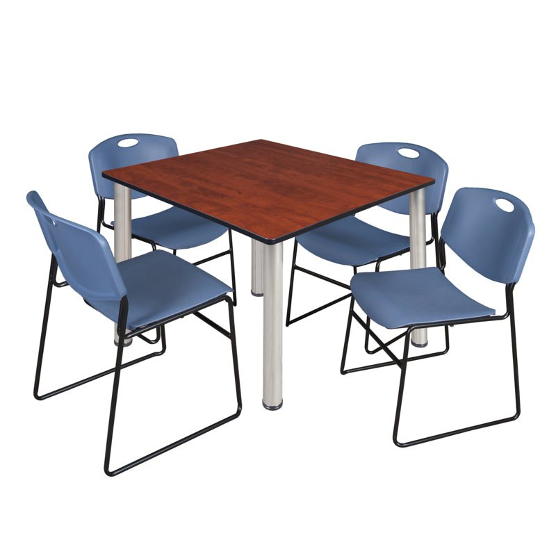 Regency Kee Professional Square Breakroom Table with 4 Zeng Stack Chairs 48" W x 48" D x 29" H (REG - TB4848 - 44) - SchoolOutlet