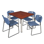 Regency Kee Professional Square Breakroom Table with 4 Zeng Stack Chairs 48