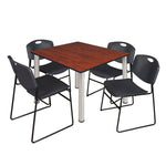 Regency Kee Professional Square Breakroom Table with 4 Zeng Stack Chairs 48