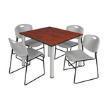 Regency Kee Professional Square Breakroom Table with 4 Zeng Stack Chairs 48