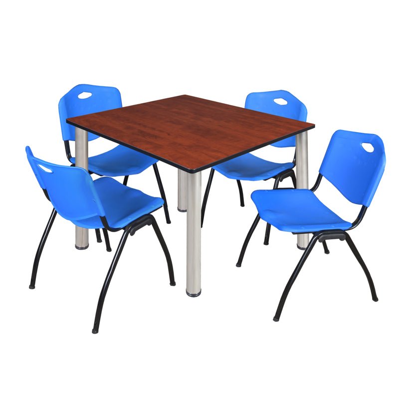 Regency Kee Flexible Square Breakroom Table with 4 M Stack Chairs 48" W x 48" D x 29" H (REG - TB4848 - 47) - SchoolOutlet