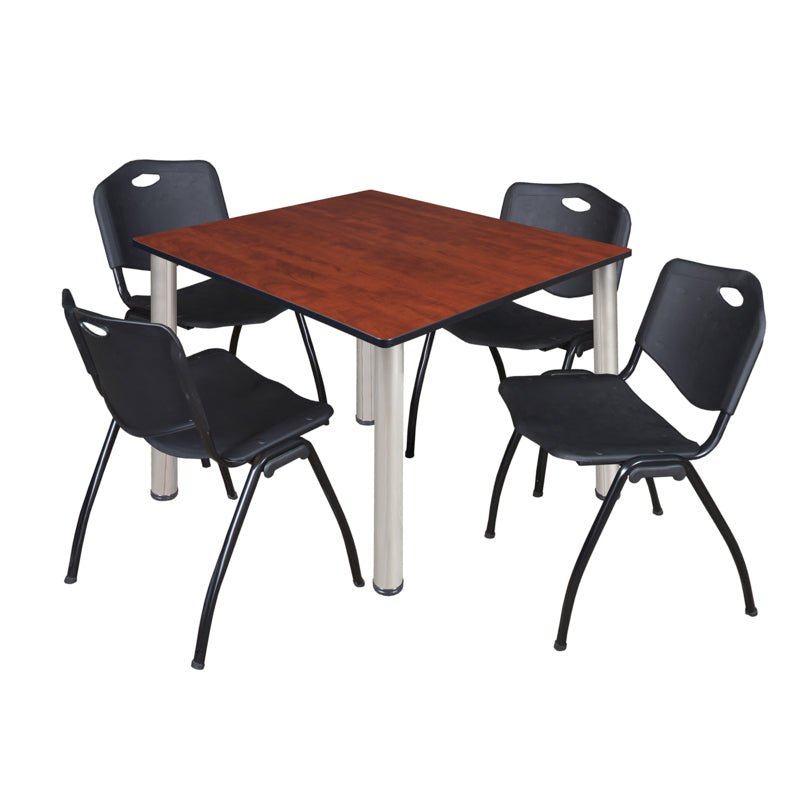 Regency Kee Flexible Square Breakroom Table with 4 M Stack Chairs 48" W x 48" D x 29" H (REG - TB4848 - 47) - SchoolOutlet