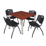 Regency Kee Flexible Square Breakroom Table with 4 M Stack Chairs 48