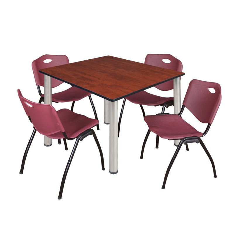 Regency Kee Flexible Square Breakroom Table with 4 M Stack Chairs 48" W x 48" D x 29" H (REG - TB4848 - 47) - SchoolOutlet
