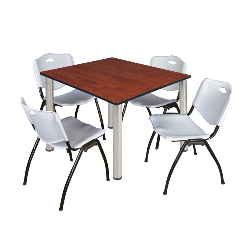 Regency Kee Flexible Square Breakroom Table with 4 M Stack Chairs 48" W x 48" D x 29" H (REG - TB4848 - 47) - SchoolOutlet