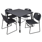 Regency Kee Square Mobile Adjustable Classroom Table and 4 Black Zeng Stack Chairs 48