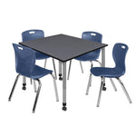 Regency Kee Square Mobile Adjustable Classroom Table and 4 Andy Stack Chairs 48