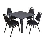 Regency Kee Square Breakroom Table with 4 Black Restaurant Stack Chairs 48
