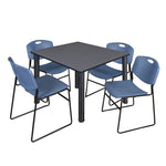 Regency Kee Professional Square Breakroom Table with 4 Zeng Stack Chairs 48