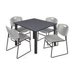 Regency Kee Professional Square Breakroom Table with 4 Zeng Stack Chairs 48