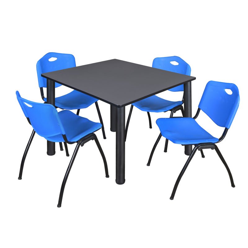 Regency Kee Flexible Square Breakroom Table with 4 M Stack Chairs 48" W x 48" D x 29" H (REG - TB4848 - 47) - SchoolOutlet