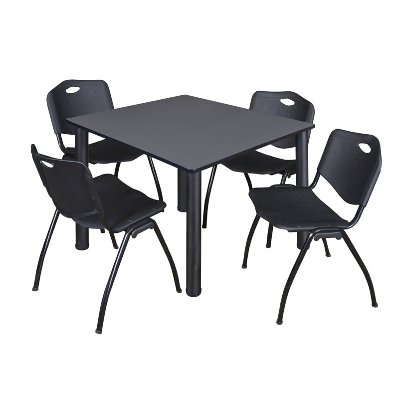 Regency Kee Flexible Square Breakroom Table with 4 M Stack Chairs 48" W x 48" D x 29" H (REG - TB4848 - 47) - SchoolOutlet