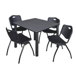 Regency Kee Flexible Square Breakroom Table with 4 M Stack Chairs 48