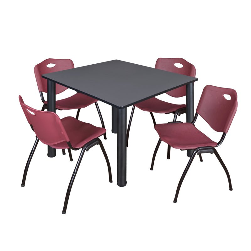 Regency Kee Flexible Square Breakroom Table with 4 M Stack Chairs 48" W x 48" D x 29" H (REG - TB4848 - 47) - SchoolOutlet