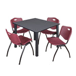 Regency Kee Flexible Square Breakroom Table with 4 M Stack Chairs 48