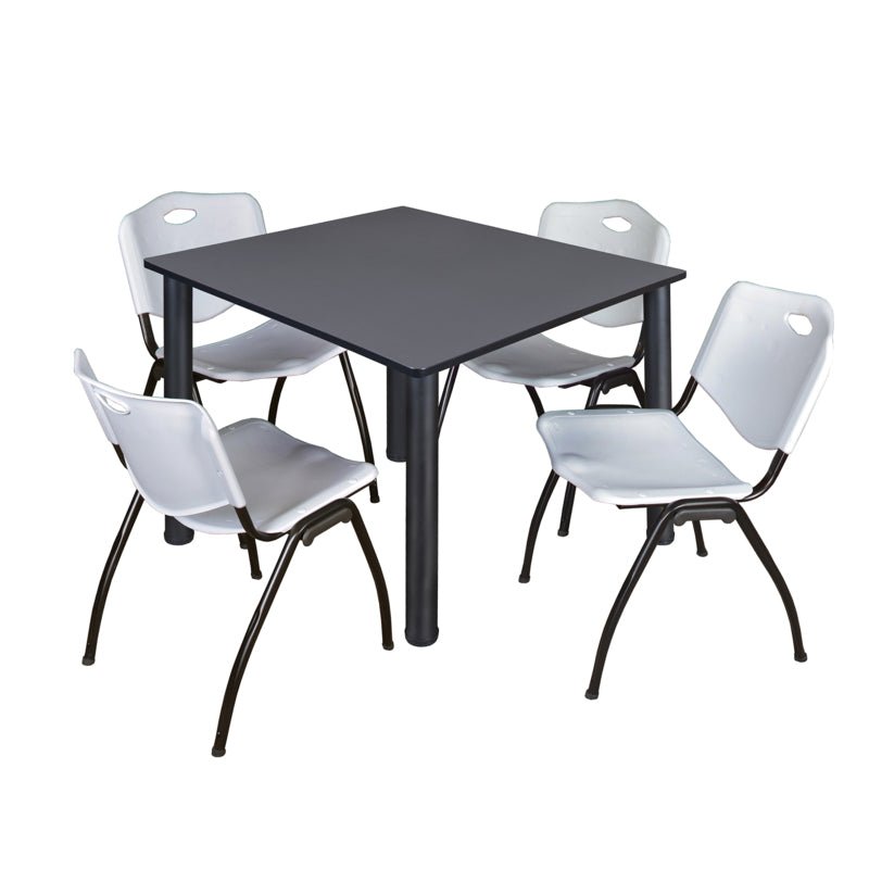 Regency Kee Flexible Square Breakroom Table with 4 M Stack Chairs 48" W x 48" D x 29" H (REG - TB4848 - 47) - SchoolOutlet