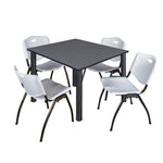 Regency Kee Flexible Square Breakroom Table with 4 M Stack Chairs 48