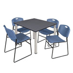 Regency Kee Professional Square Breakroom Table with 4 Zeng Stack Chairs 48