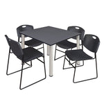 Regency Kee Professional Square Breakroom Table with 4 Zeng Stack Chairs 48