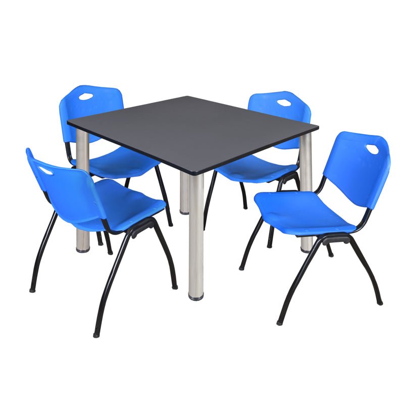 Regency Kee Flexible Square Breakroom Table with 4 M Stack Chairs 48" W x 48" D x 29" H (REG - TB4848 - 47) - SchoolOutlet