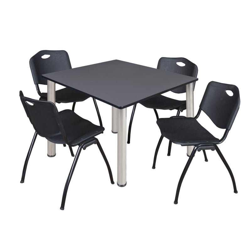 Regency Kee Flexible Square Breakroom Table with 4 M Stack Chairs 48" W x 48" D x 29" H (REG - TB4848 - 47) - SchoolOutlet