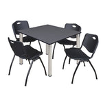 Regency Kee Flexible Square Breakroom Table with 4 M Stack Chairs 48