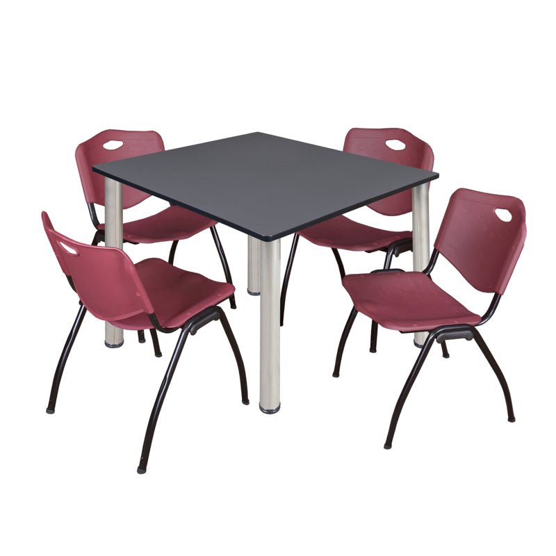 Regency Kee Flexible Square Breakroom Table with 4 M Stack Chairs 48" W x 48" D x 29" H (REG - TB4848 - 47) - SchoolOutlet