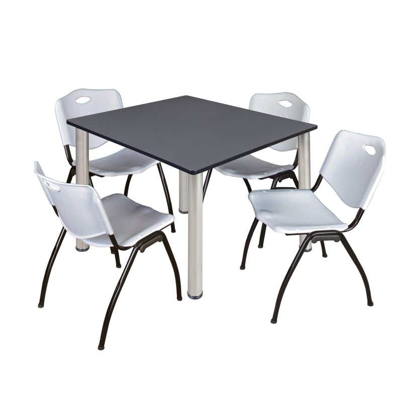 Regency Kee Flexible Square Breakroom Table with 4 M Stack Chairs 48" W x 48" D x 29" H (REG - TB4848 - 47) - SchoolOutlet
