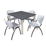 Regency Kee Flexible Square Breakroom Table with 4 M Stack Chairs 48