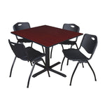 Regency Cain Square Breakroom Table with X - Base and 4 M Stack Chairs 48