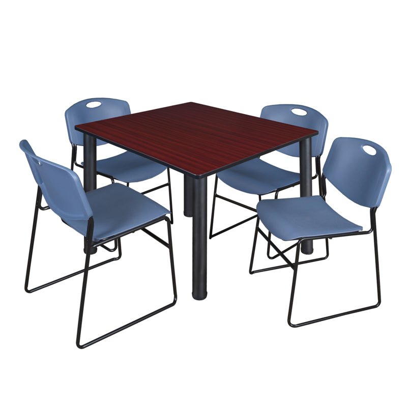 Regency Kee Professional Square Breakroom Table with 4 Zeng Stack Chairs 48" W x 48" D x 29" H (REG - TB4848 - 44) - SchoolOutlet