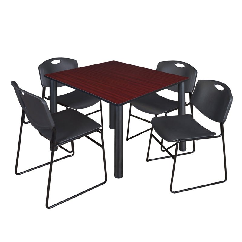Regency Kee Professional Square Breakroom Table with 4 Zeng Stack Chairs 48" W x 48" D x 29" H (REG - TB4848 - 44) - SchoolOutlet