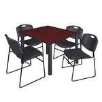 Regency Kee Professional Square Breakroom Table with 4 Zeng Stack Chairs 48