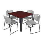 Regency Kee Professional Square Breakroom Table with 4 Zeng Stack Chairs 48